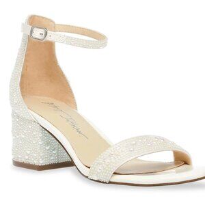 Betsey Johnson Mari White Pearl Block Heel